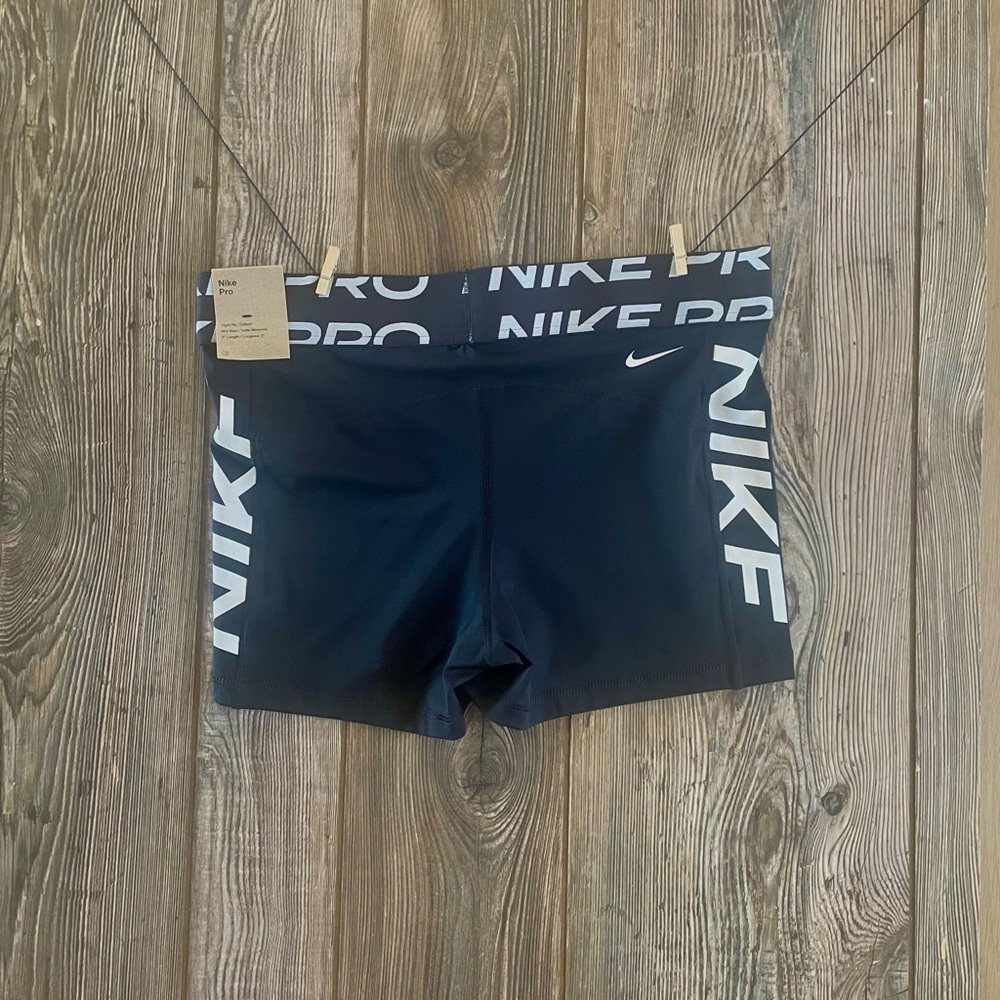 Nike Pro Dark Shorts with White Logo